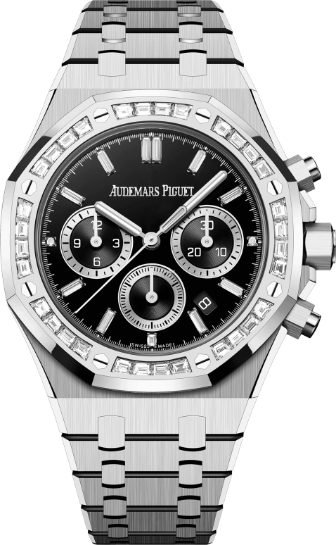 Audemars Piguet AP Royal Oak Diamanten Set Edelstahl 41mm Schwarzes Zifferblatt