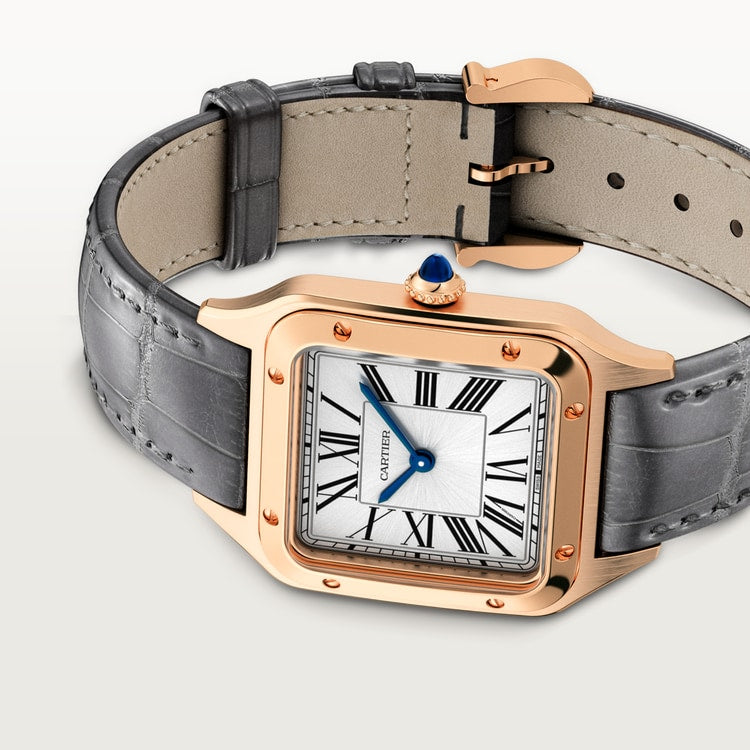 Cartier Santos-Dumont Small model Satin-brushed Silbernes Zifferblatt 38 mm x 27.5 mm