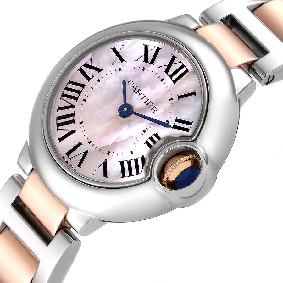 Cartier BALLON BLEU Pink Mother of Pearl Dial 28mm