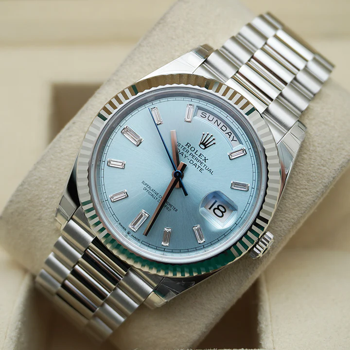 Rolex Day-Date 40 Platinum Ice-Blue Diamanten Dial