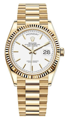 Rolex Day-Date Gelbgold Weißes Zifferblatt Unisex