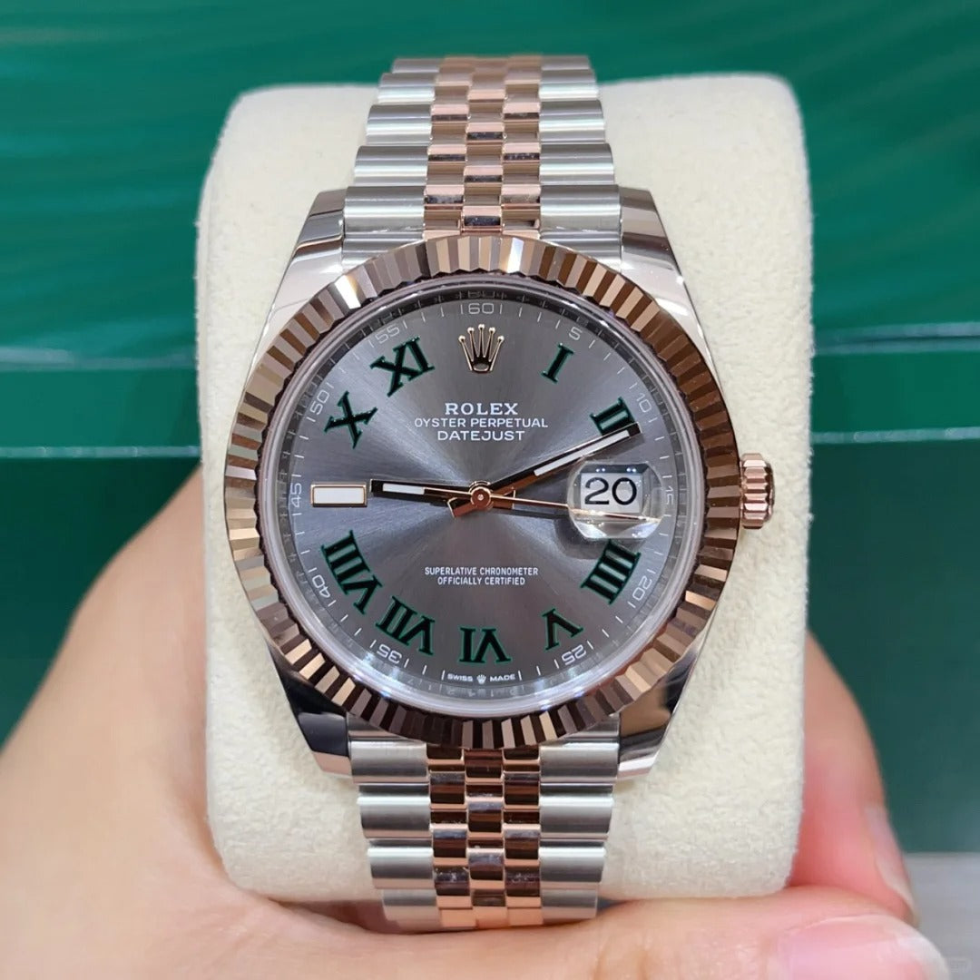 Rolex Datejust 41 Edelstahl and Roségold Wimbledon Grünes Zifferblatt Jubilee