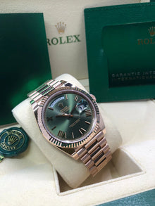 Rolex Day-Date 40 18k Roségold Olive Grünes Zifferblatt 60th Anniversary