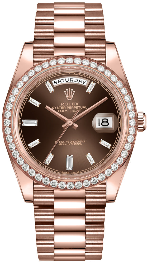 Rolex Day-Date 18k Roségold Chocolate Diamanten Dial 40mm M228345RBR-0006