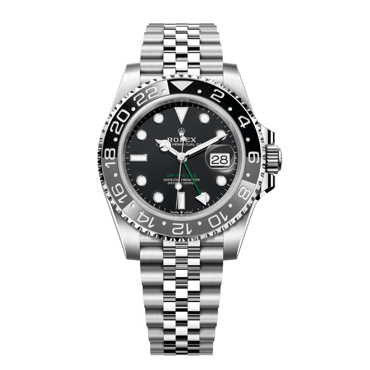 Rolex GMT Master ll Automatic Schwarzes Zifferblatt Jubilee Bracelet Edelstahl M126710GRNR-0003