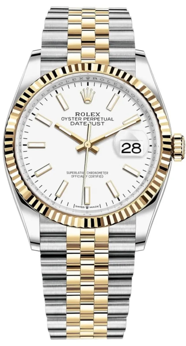 Rolex Datejust 36 Edelstahl & Gelbgold Weißes Zifferblatt