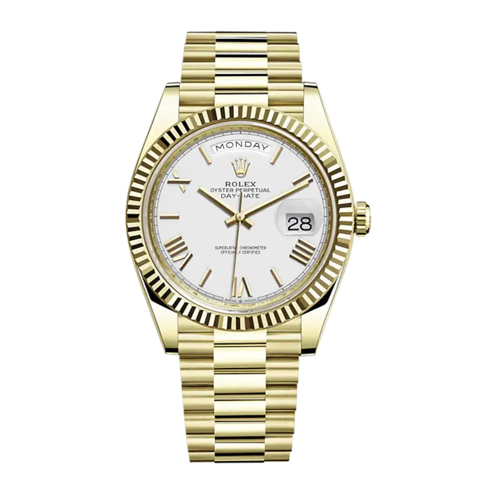 Rolex DAY-DATE 40MM PRESIDENT 18K Gelbgold SILVER ROMAN DIAL