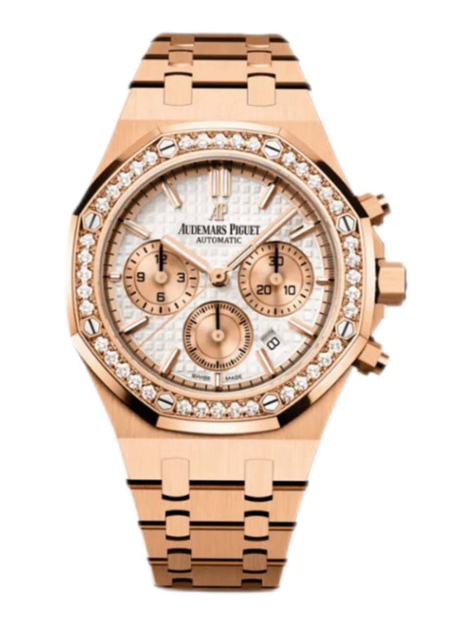 Audemars Piguet Royal Oak Chronograph Roségold Silbernes Zifferblatt Diamanten Bezel
