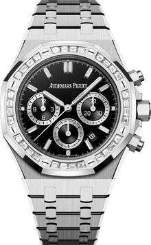 Audemars Piguet AP Royal Oak Diamanten Set Edelstahl 41mm Schwarzes Zifferblatt