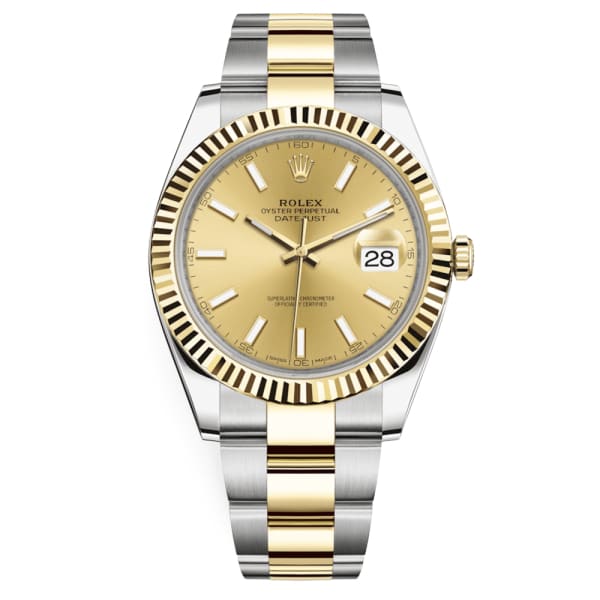 Rolex Oyster Perpetual Datejust 41 Champagne dial, Two-tone, Fluted Bezel -0009