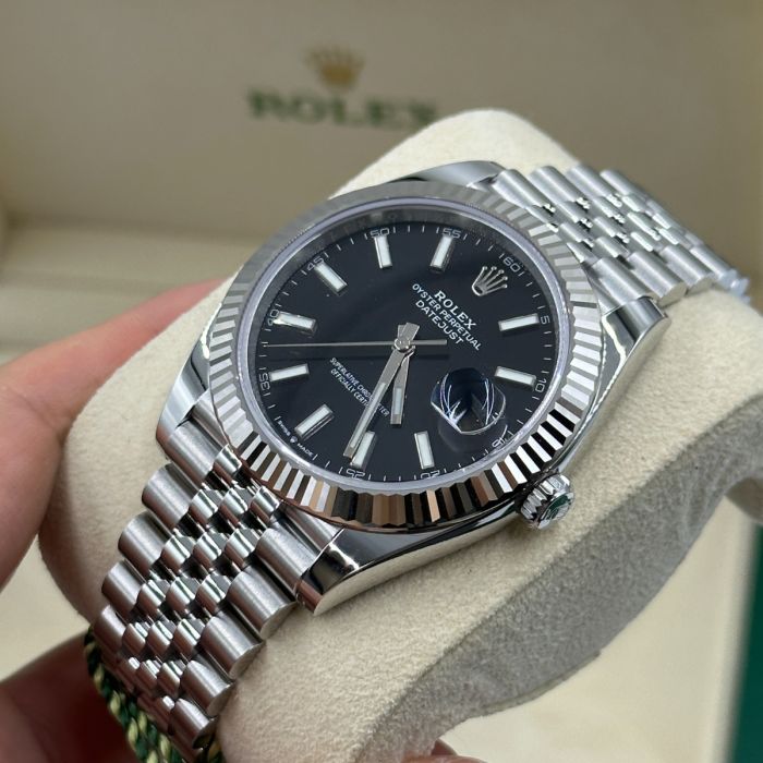 Rolex Datejust 41 Edelstahl & Weißgold Black Index Jubilee Band