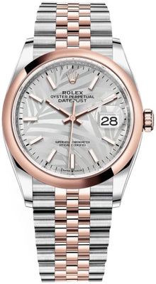 Rolex Datejust 36 Edelstahl & Roségold Silver Palm-Motif Dial