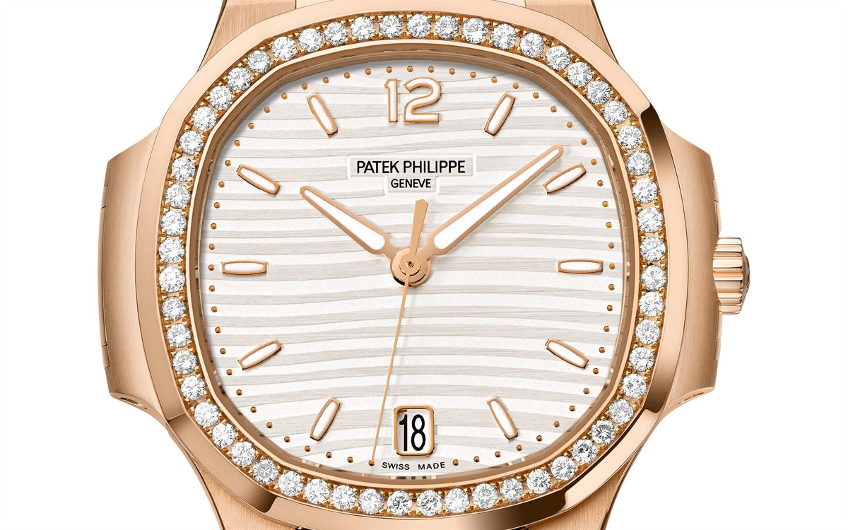 Patek Philippe Nautilus Ladies Automatic , 18k Roségold and Diamanten, 35,2mm