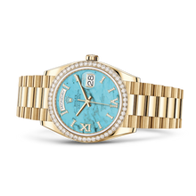 Rolex Day-Date Gelbgold Diamanten Bezel Turquoise Diamanten Dial