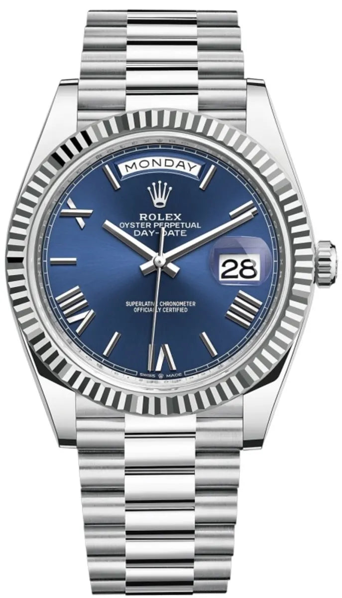 Rolex Day-Date 40 Platinum Blaues Zifferblatt
