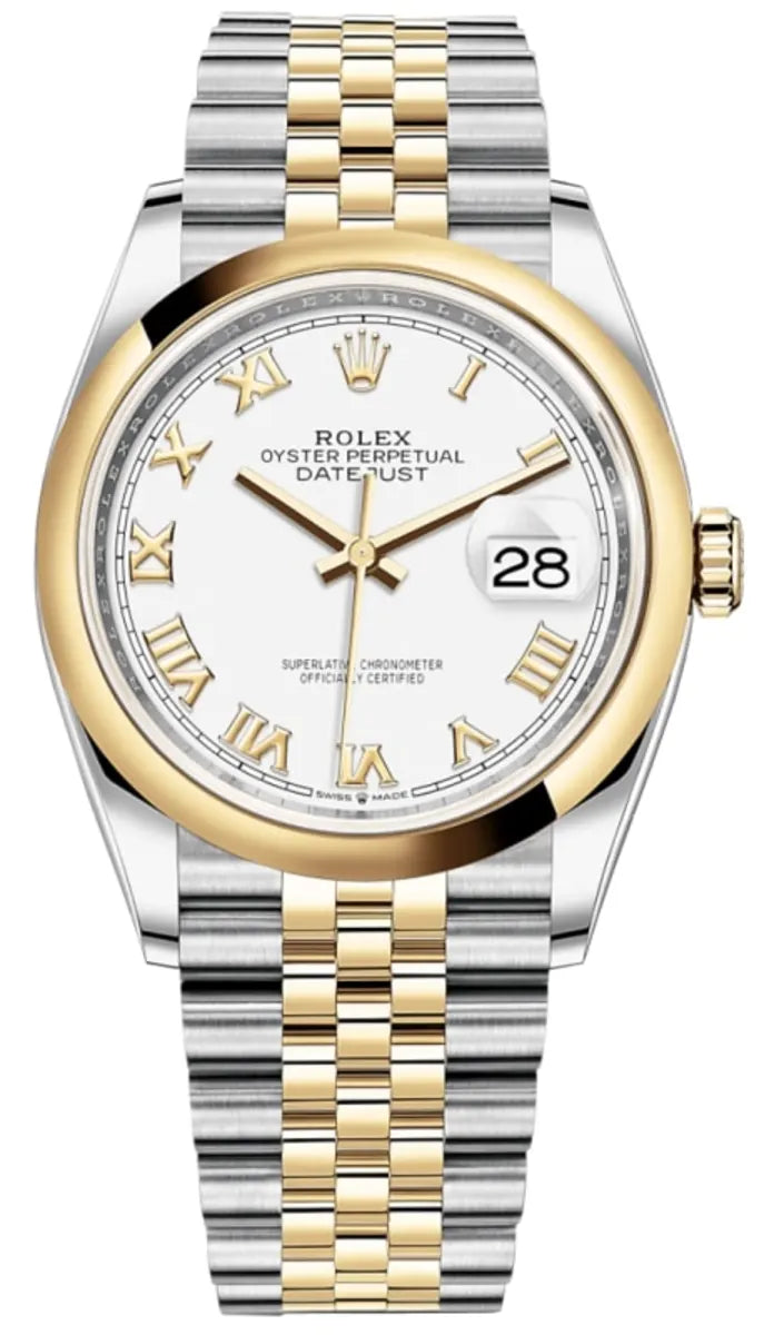 Rolex Datejust 36 Edelstahl & Gelbgold White Roman Dial