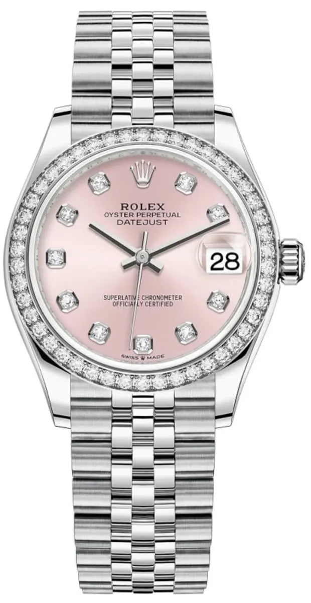 Rolex Datejust 31 Edelstahl and Weißgold Pink Diamanten Dial Diamanten Bezel M278384RBR-0036