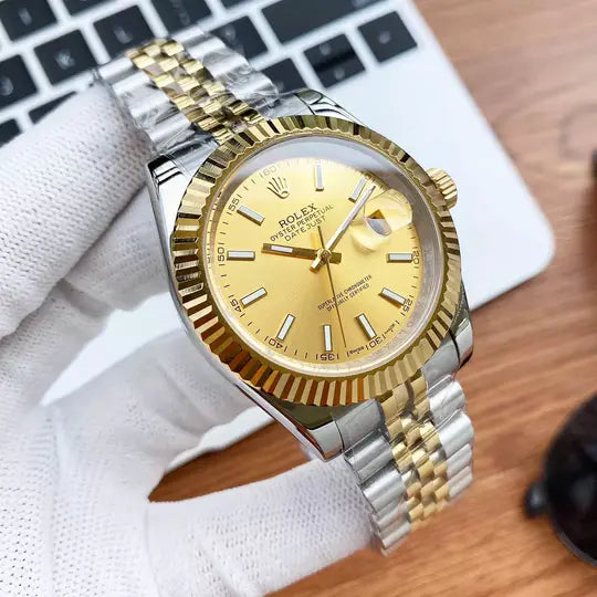 Rolex Datejust 41 Schwarzes Zifferblatt Men's Gold & Edelstahl -0014