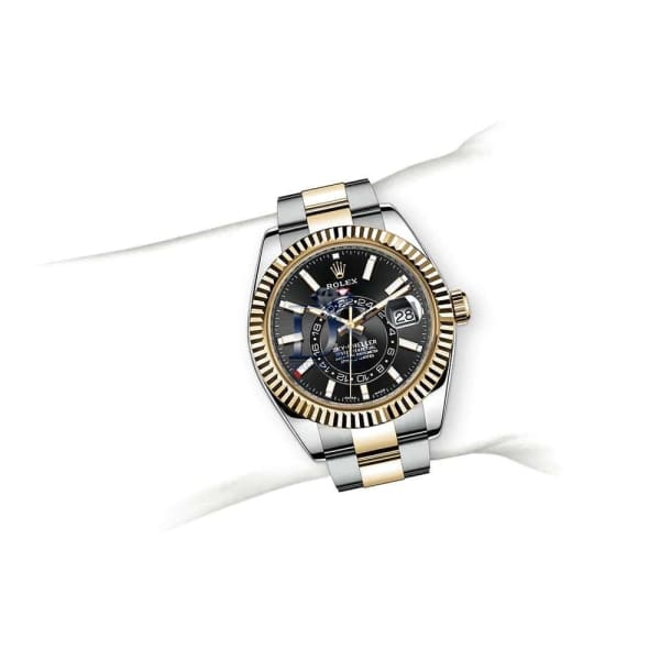 Rolex Sky-Dweller 18K Gelbgold Schwarzes Zifferblatt