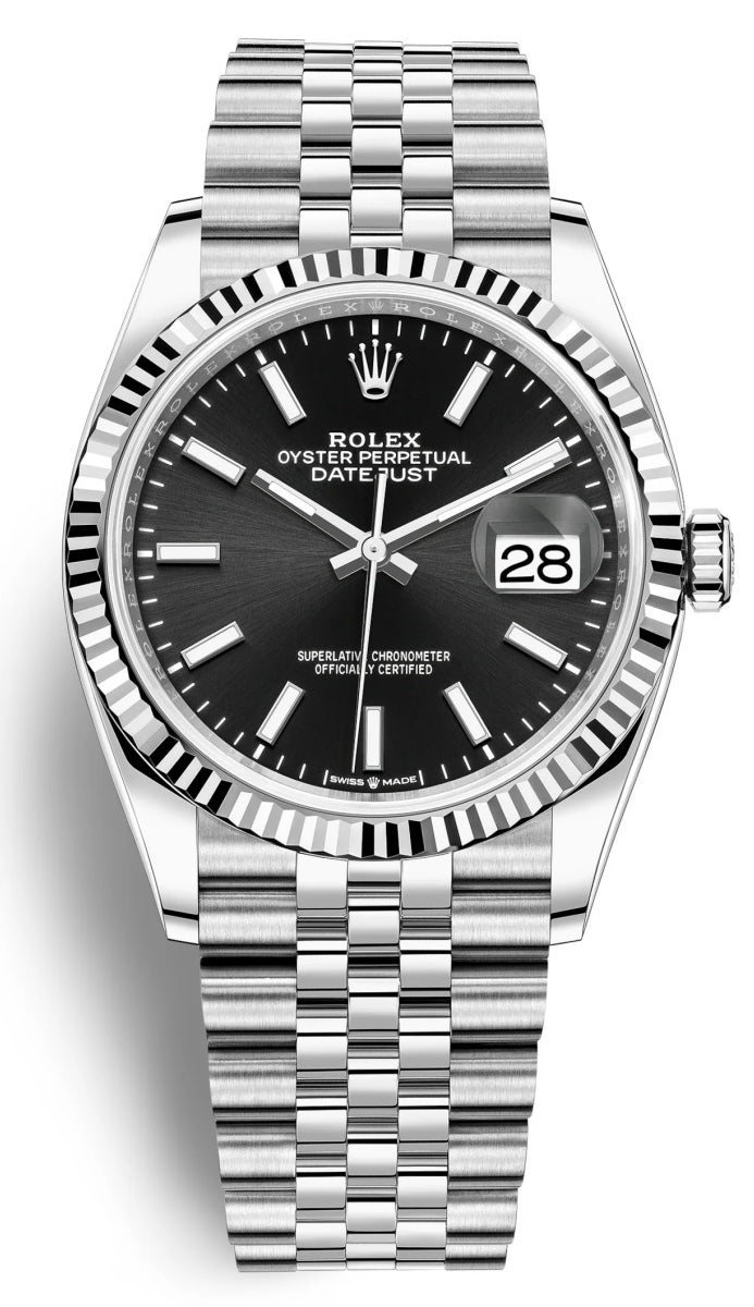Rolex Datejust 36 Edelstahl & Weißgold Schwarzes Zifferblatt
