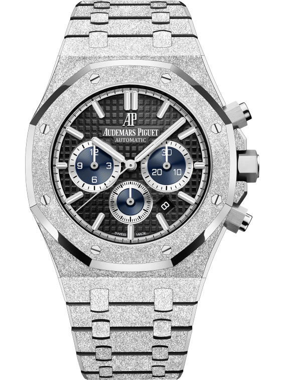 Audemars Piguet ROYAL OAK FROSTED CHRONOGRAPH Schwarzes Zifferblatt 41mm