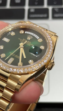 Rolex Day-Date Gelbgold Green Ombre Roman Numeral Dial Diamanten Bezel Replica