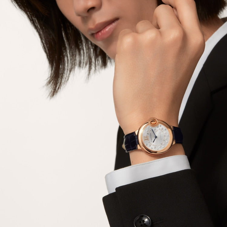 Cartier Ballon Bleu de Cartier Matt silvered stamped sunray dial 33 mm