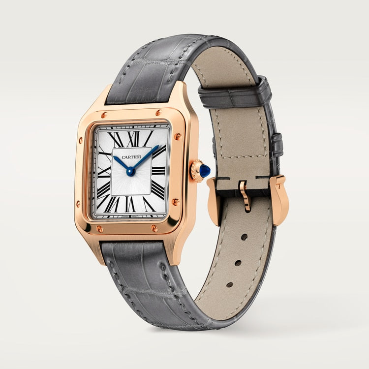 Cartier Santos-Dumont Small model Satin-brushed Silbernes Zifferblatt 38 mm x 27.5 mm