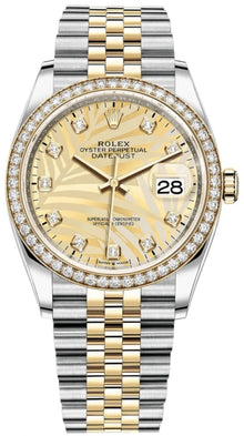 Rolex Datejust 36 Gelbgold & Diamanten Golden Palm-Motif Diamanten Dial M126283RBR-0029