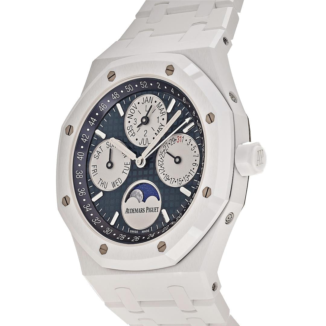 Audemars Piguet Royal Oak Perpetual Calendar White Keramik Blaues Zifferblatt