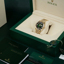 Rolex Day-Date 36 Green Ombre Diamanten Dial Gelbgold President Automatic