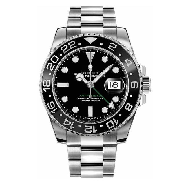 Rolex GMT-Master II Schwarzes Zifferblatt Oystersteel -0001