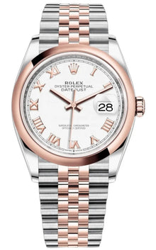 Rolex Datejust 36 Edelstahl & Roségold White Roman Dial