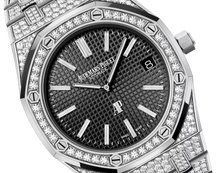 Audemars Piguet ROYAL OAK Schwarzes Zifferblatt Weißgold Bracelet
