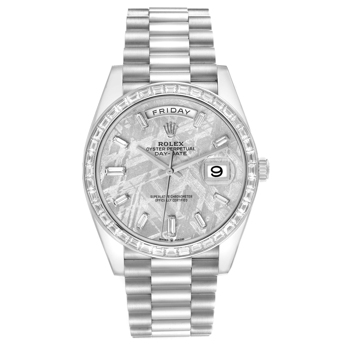 Rolex Day-Date 40 Platinum Meteorite Diamanten Dial Diamanten Bezel M228396TBR-0027