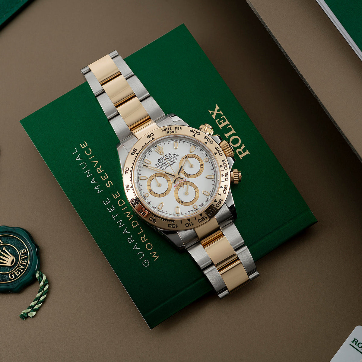 Rolex Daytona Edelstahl & Gold Weißes Zifferblatt