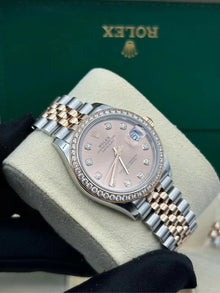 Rolex Datejust 31 Chocolate Diamanten Dial Diamanten Bezel Roségold Two Tone Jubilee 278381