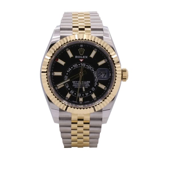Rolex Sky-Dweller, 42mm, 18k Gelbgold, Edelstahl, Schwarzes Zifferblatt