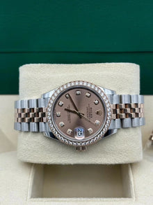Rolex Datejust 31 Chocolate Diamanten Dial Diamanten Bezel Roségold Two Tone Jubilee 278381