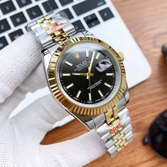 Rolex Datejust 41 Schwarzes Zifferblatt Men's Gold & Edelstahl -0014