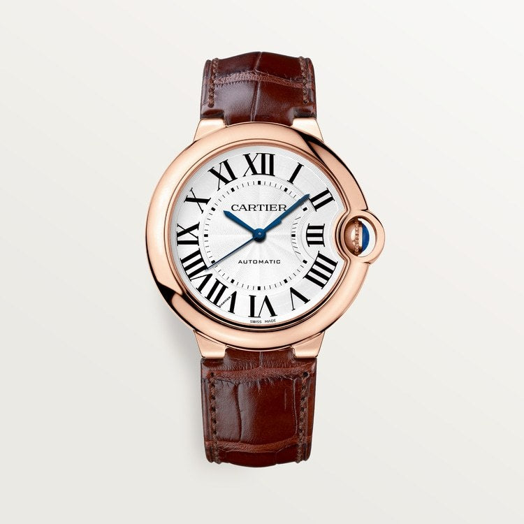 Cartier Ballon Bleu de Cartier Silvered guilloché lacquered opaline dial 36 mm
