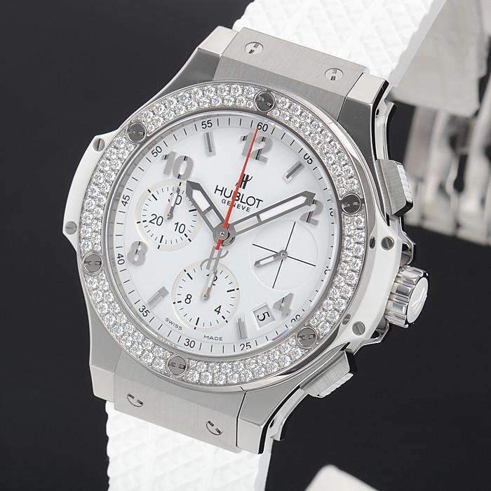 Hublot Big Bang, Edelstahl White Diamanten Chronograph, 41 mm