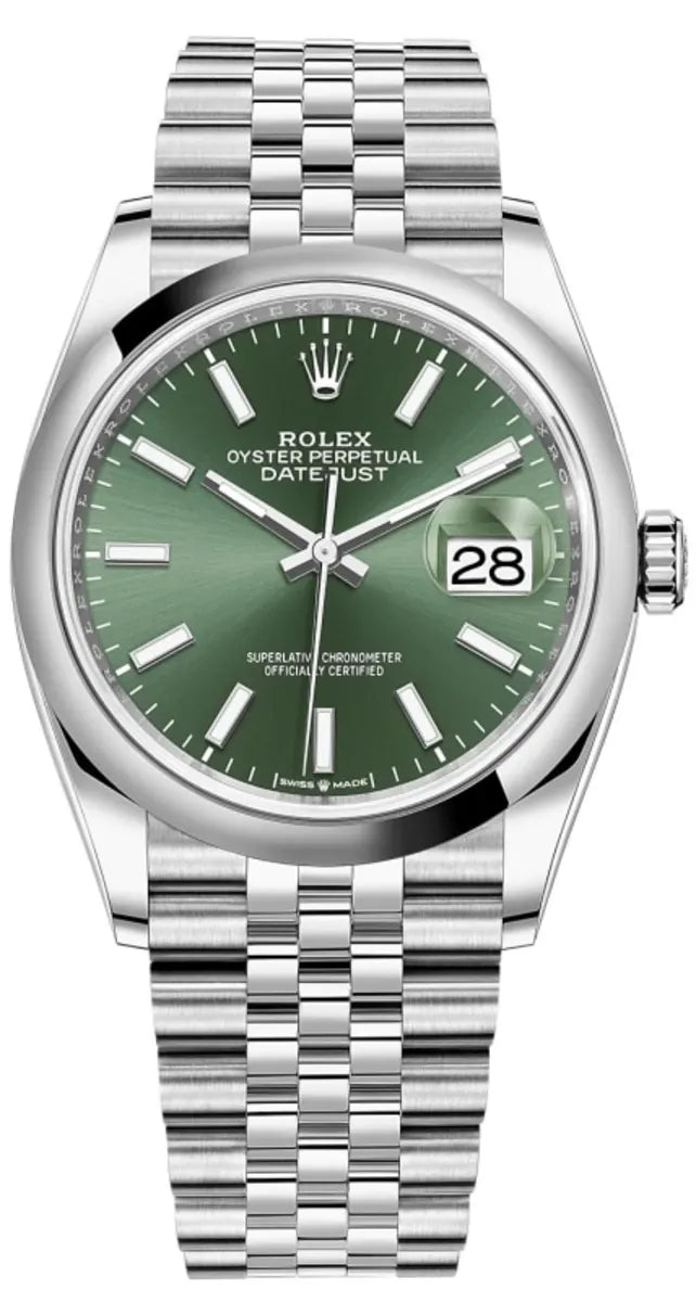 Rolex Datejust 36 Edelstahl Mint Grünes Zifferblatt