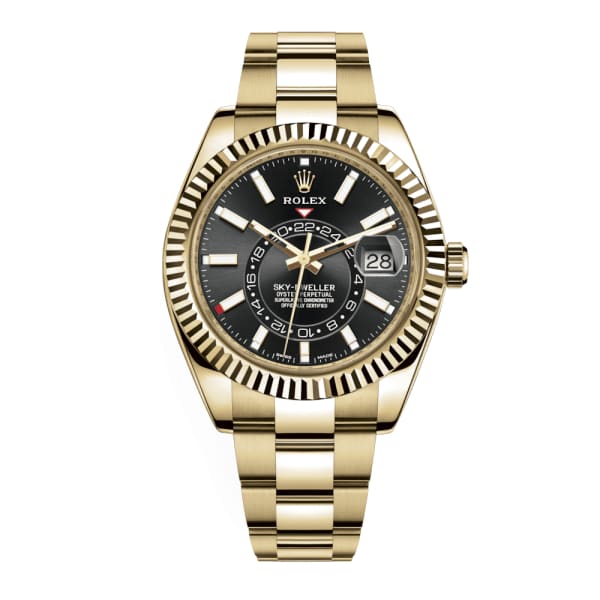 Rolex Sky-Dweller Schwarzes Zifferblatt Automatic 18kt Gelbgold -0004