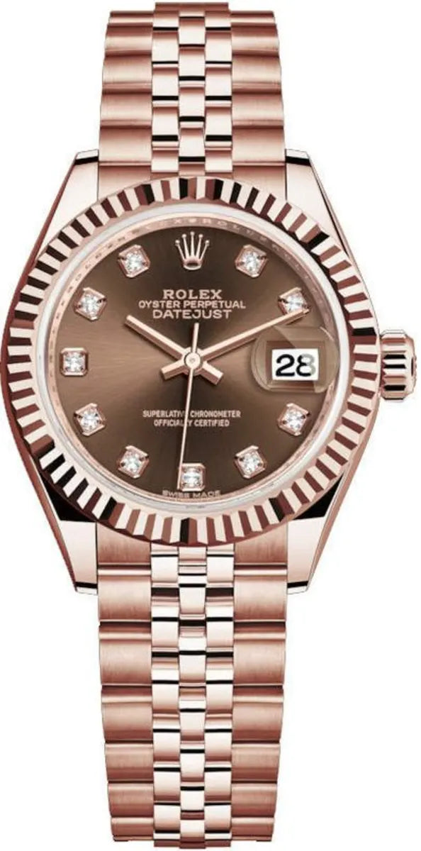 Rolex Lady-Datejust 28 Roségold Chocolate Diamanten Dial