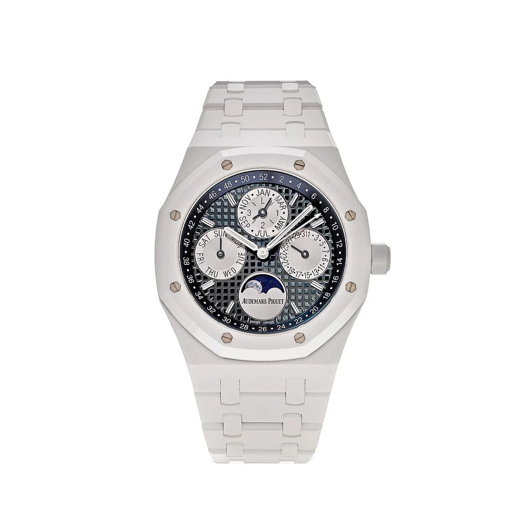 Audemars Piguet Royal Oak Perpetual Calendar White Keramik Blaues Zifferblatt