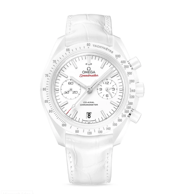 Omega Speedmaster Dark Side of the mm, white Keramik on Lederarmband