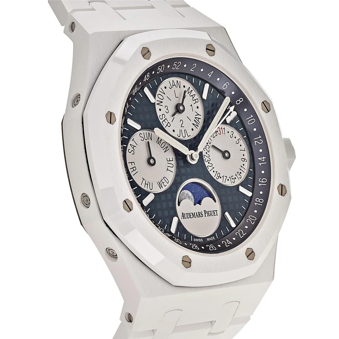 Audemars Piguet Royal Oak Perpetual Calendar White Keramik Blaues Zifferblatt