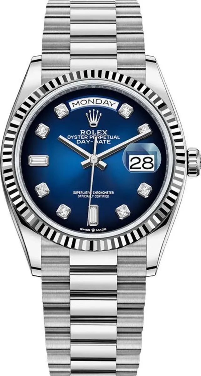 Rolex Day-Date Weißgold Blue Ombre Diamanten Dial