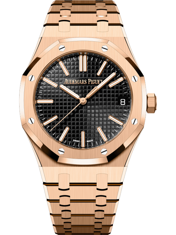 Audemars Piguet ROYAL OAK Pink Gold Schwarzes Zifferblatt 41mm